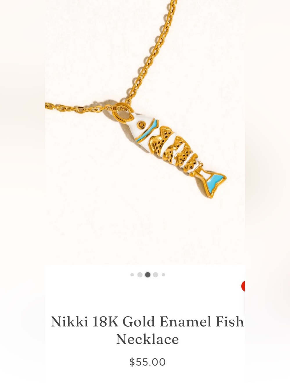 18kt gold plated white enamel fish pendant
